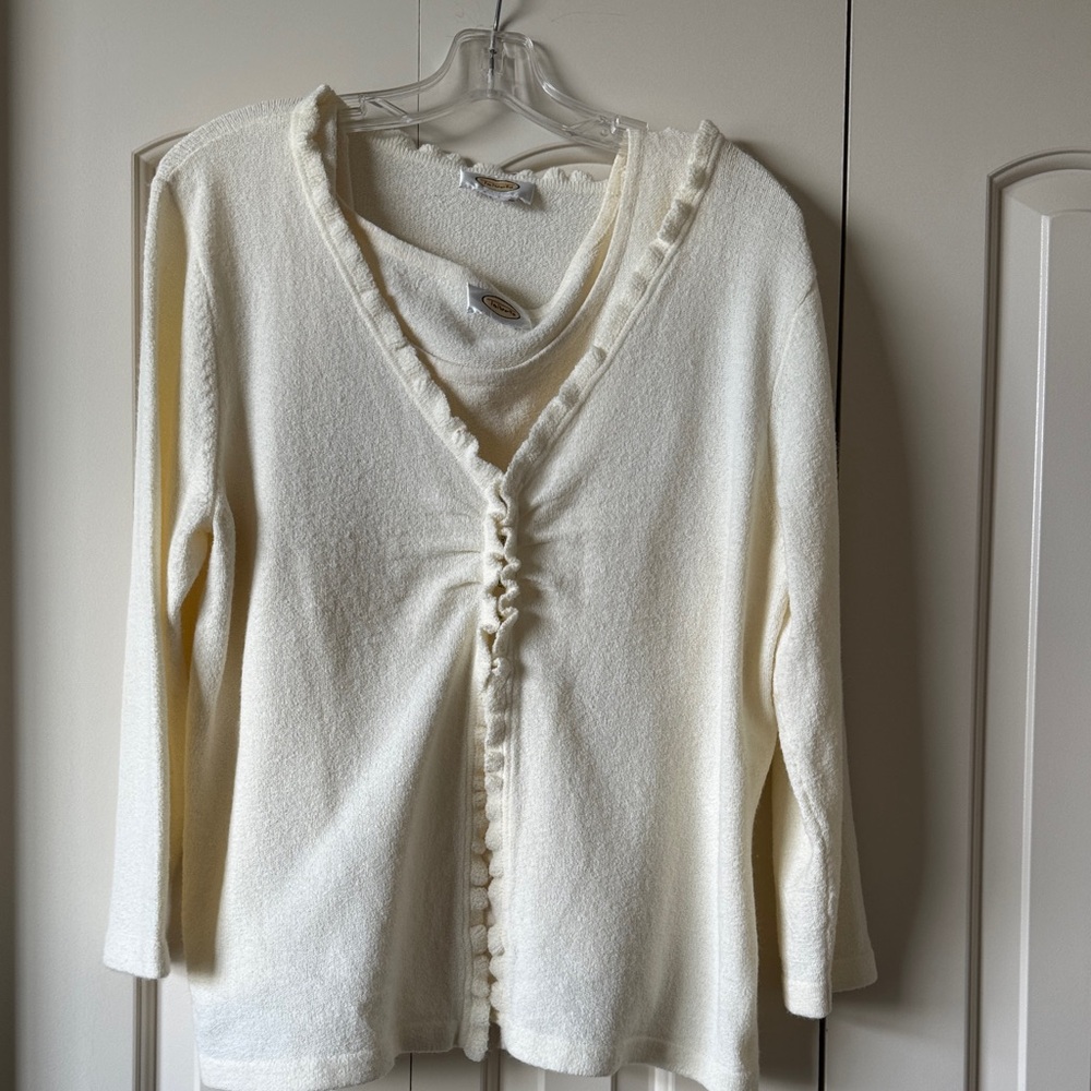 Talbots | Size 18 | Womens Cream Sweater Set Tank and Cardigan Sweater Plus Size